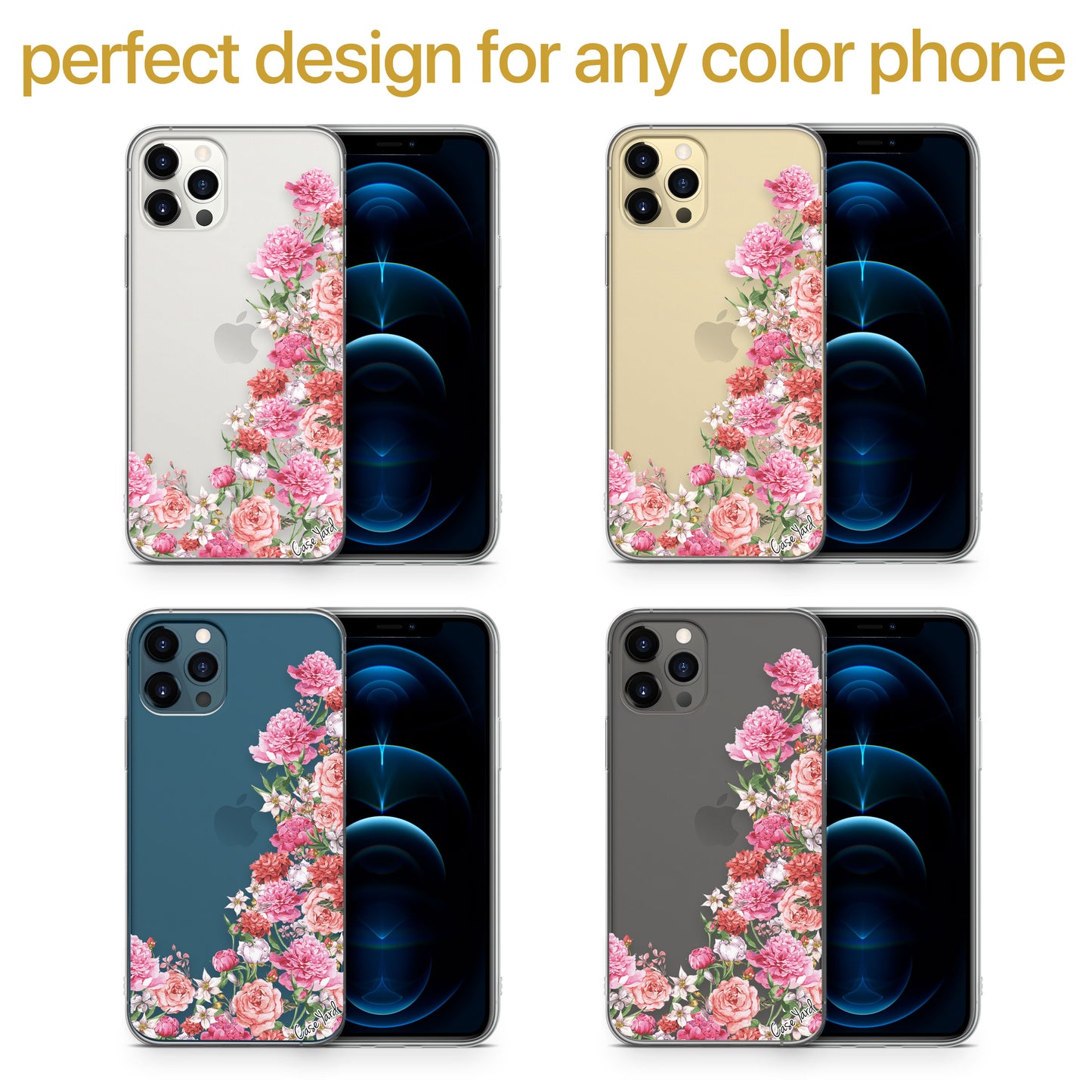 Garden Roses TPU Clear Phone Case for iPhone & Samsung Phones