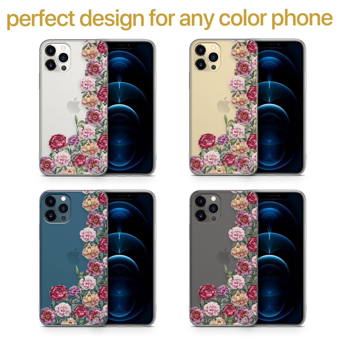 Purple Botanics TPU Clear Phone Case for iPhone & Samsung Phones