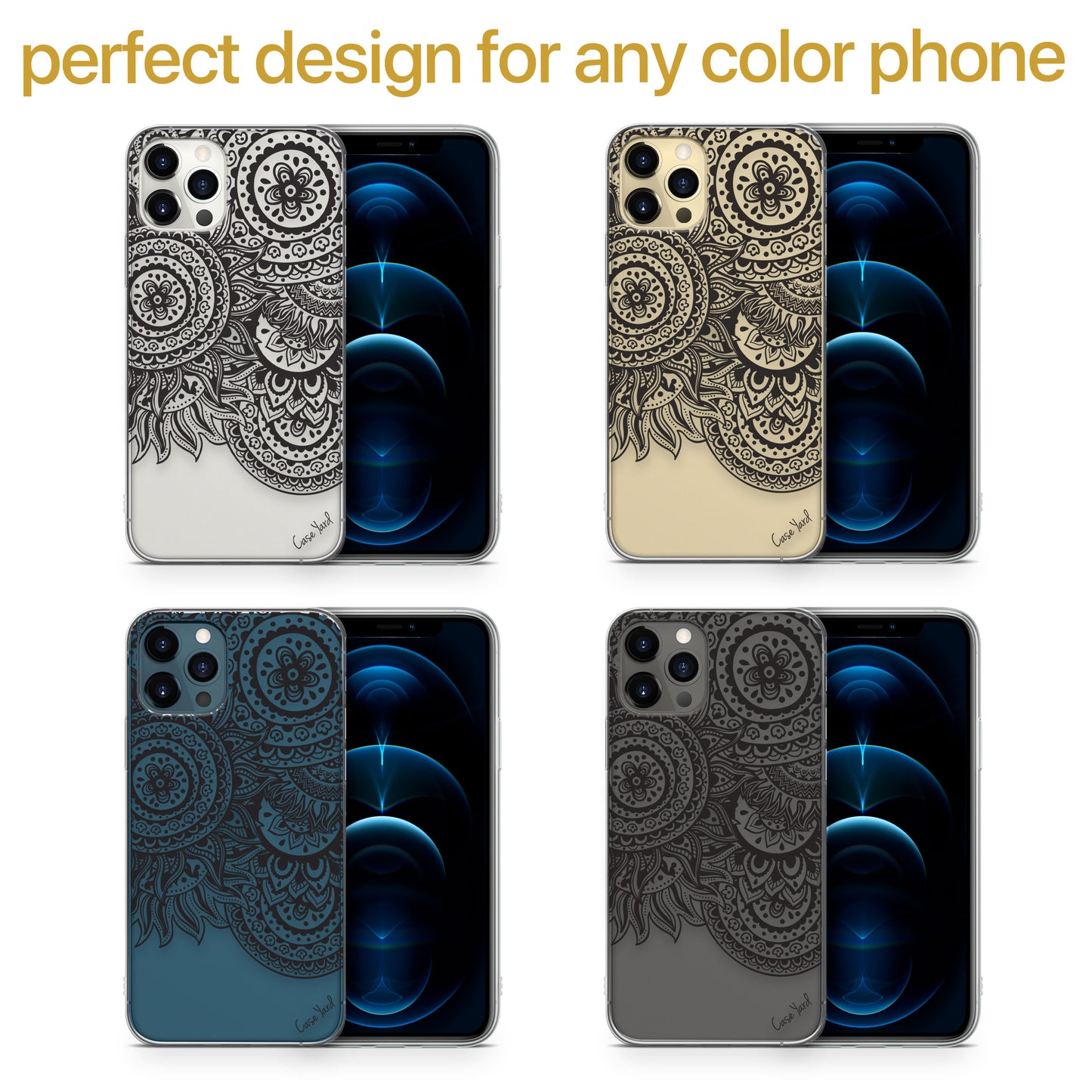 Doodle Circles TPU Clear Phone Case for iPhone & Samsung Phones