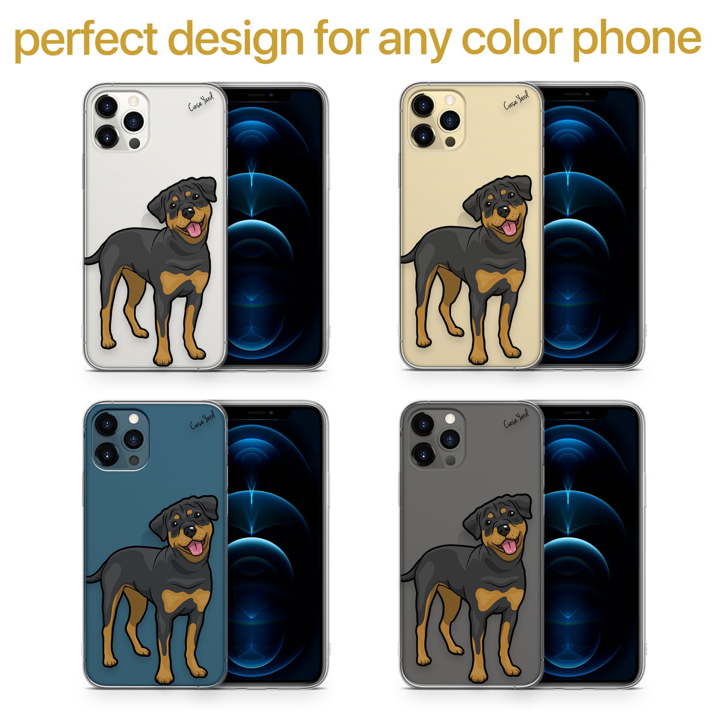 TPU Clear case with (Rottweiler) Design for iPhone & Samsung Phones