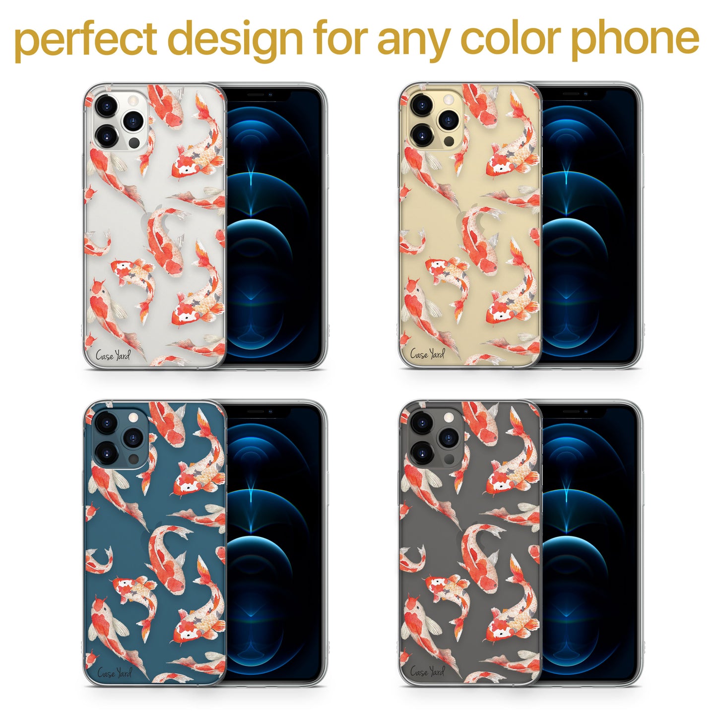 Koi Fish Pond TPU Clear Phone Case for iPhone & Samsung Phones