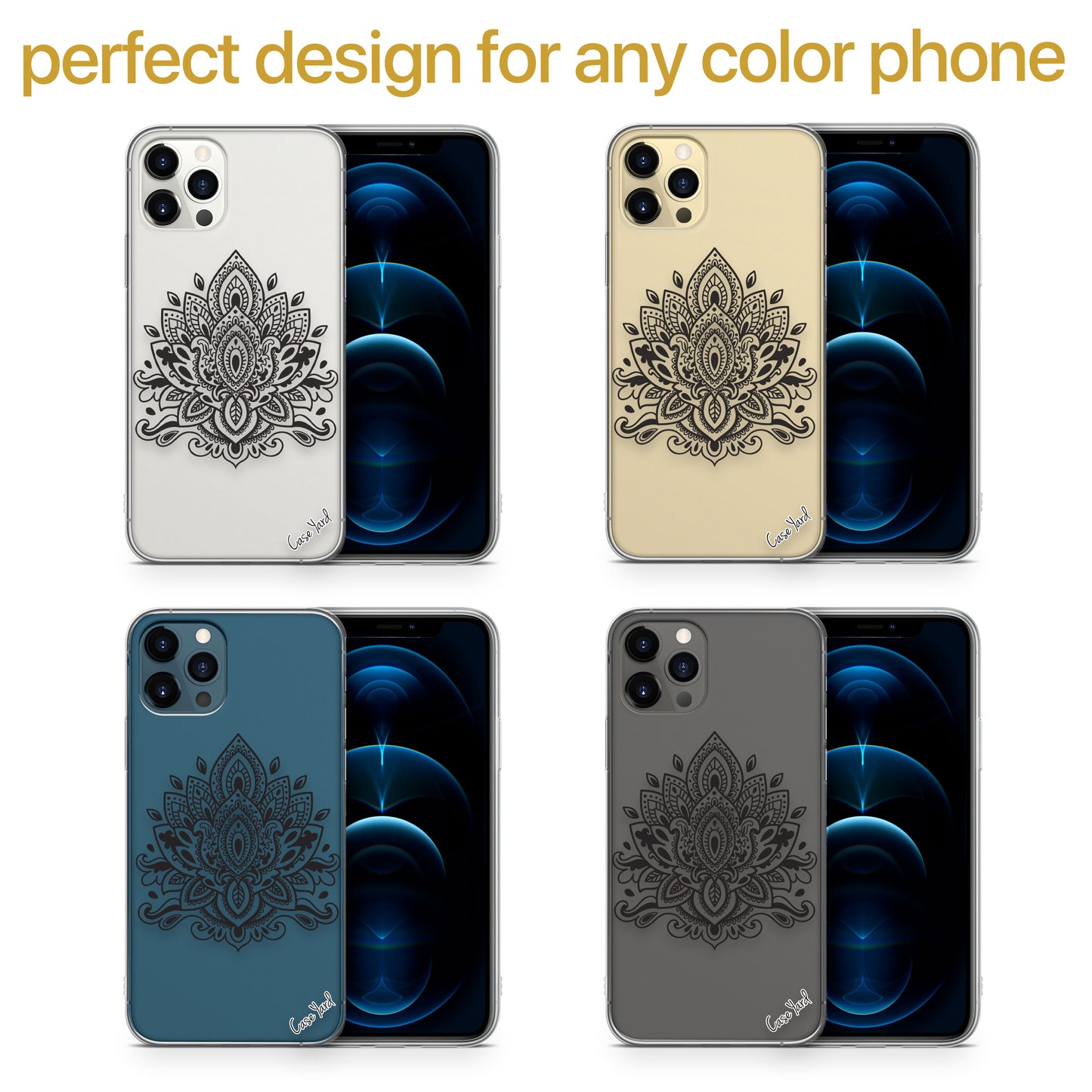Lotus Mandala TPU Clear Phone Case for iPhone & Samsung Phones