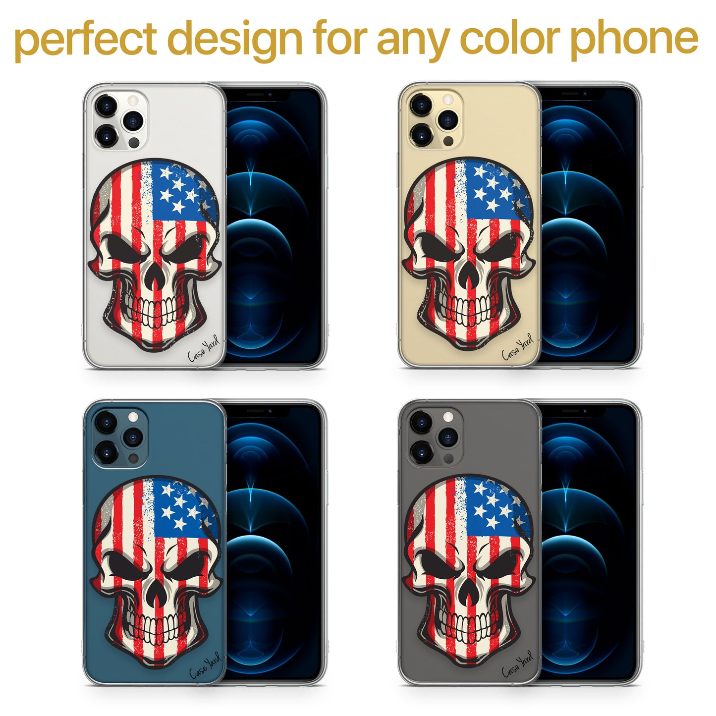 US Skull TPU Clear Phone Case for iPhone & Samsung Phones