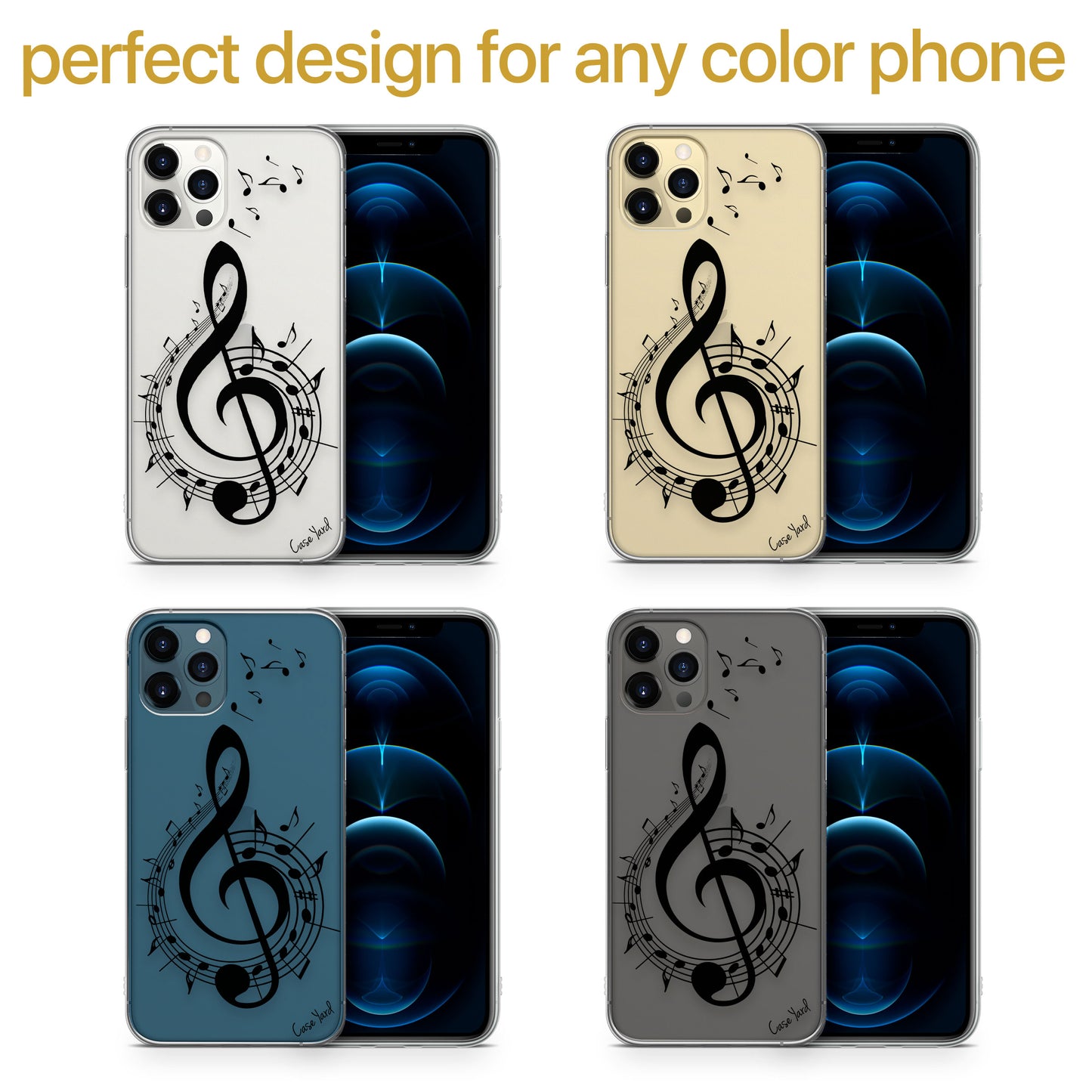 Music 2 TPU Clear Phone Case for iPhone & Samsung Phones
