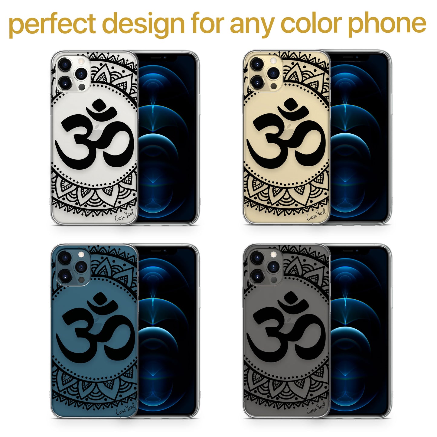 TPU Case Clear case with (Ohm Mandala) Design for iPhone & Samsung Phones