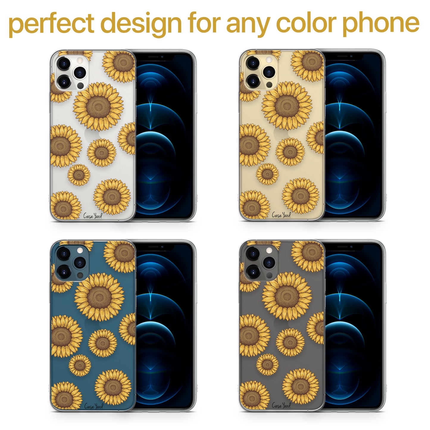TPU Clear case with (Sunflowers) Design for iPhone & Samsung Phones