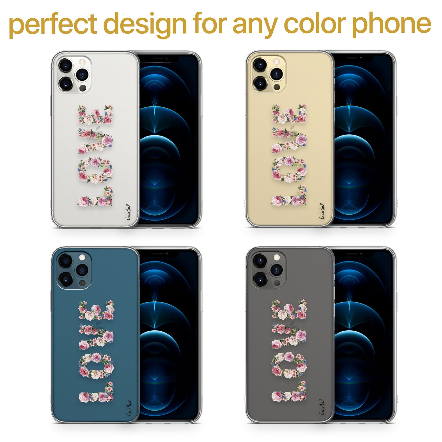 TPU Clear case with (Love Flower) Design for iPhone & Samsung Phones