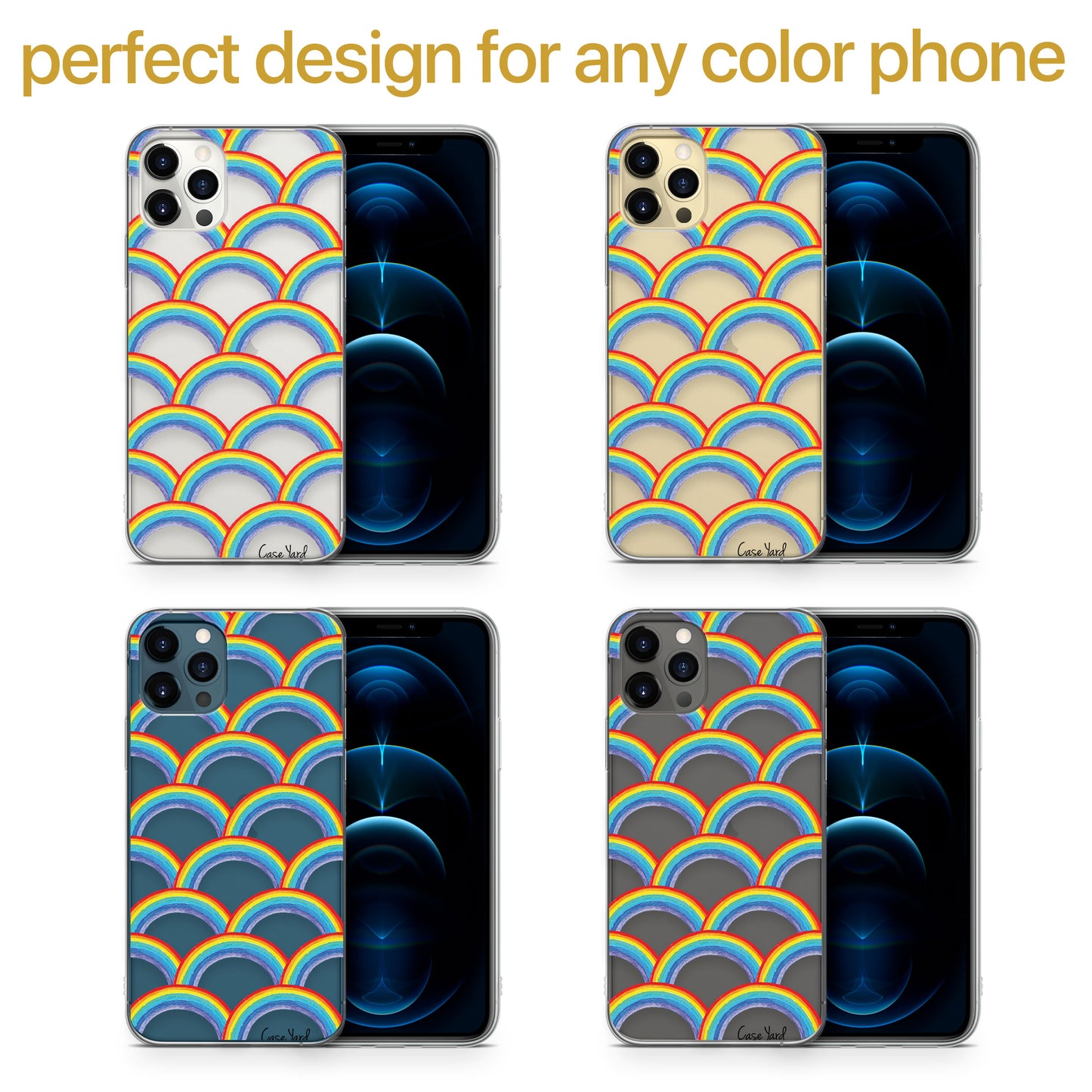 Rainbow Pattern TPU Clear Phone Case for iPhone & Samsung Phones