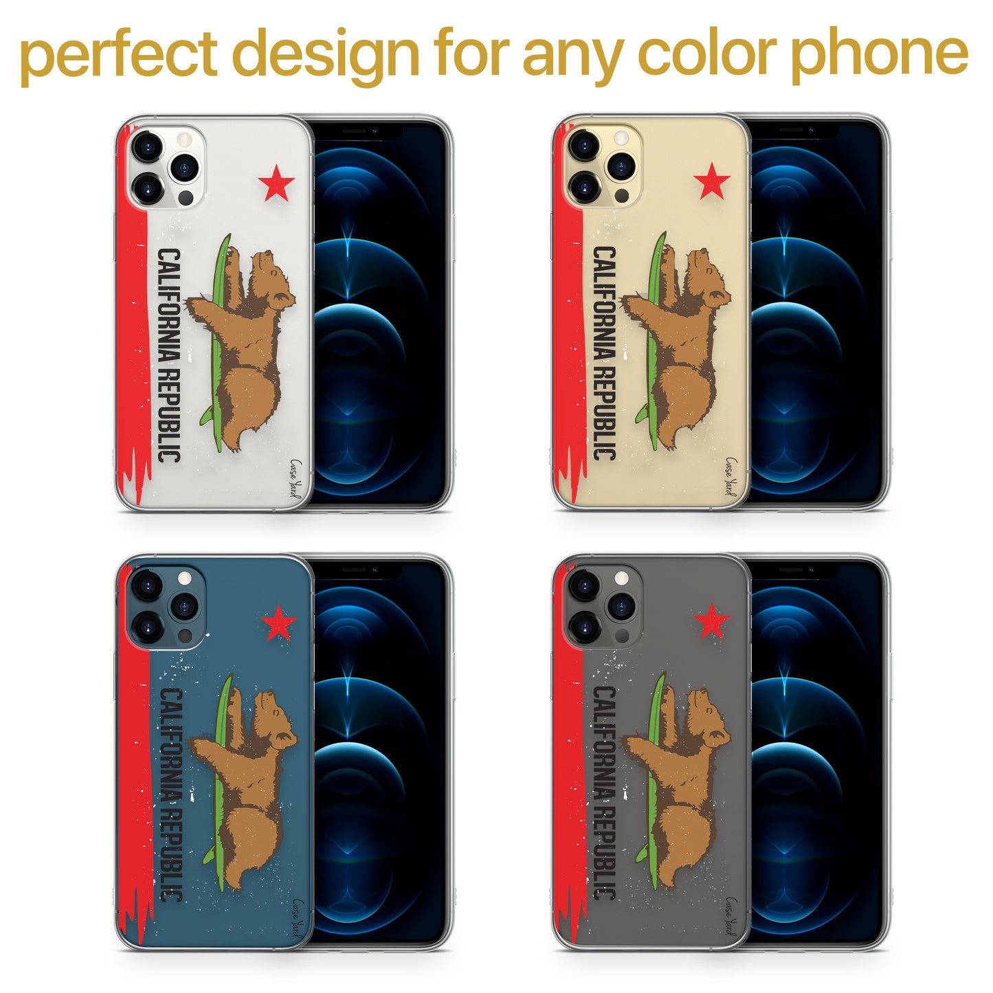 Happy California Republic TPU Clear Phone Case for iPhone & Samsung Phones