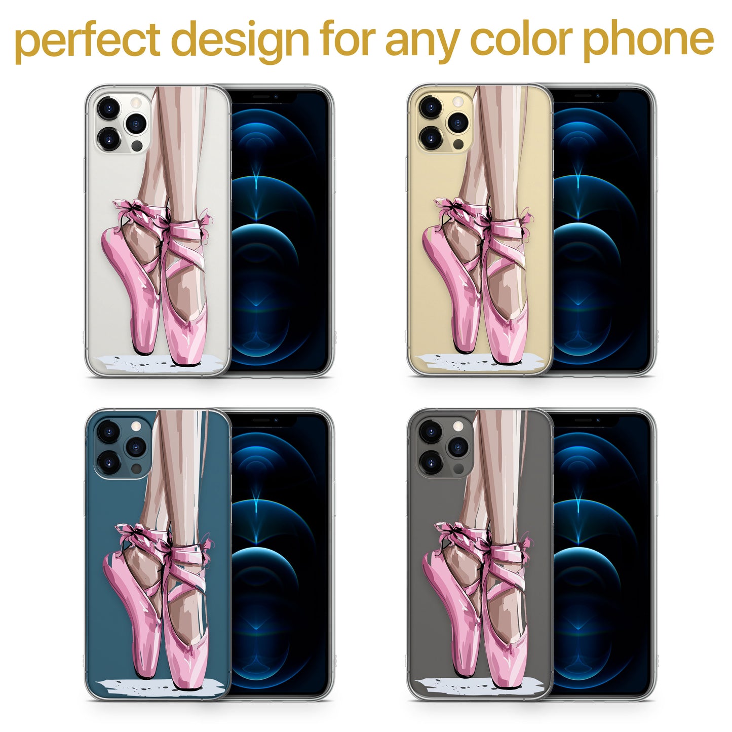 TPU Clear case with (Ballerina) Design for iPhone & Samsung Phones