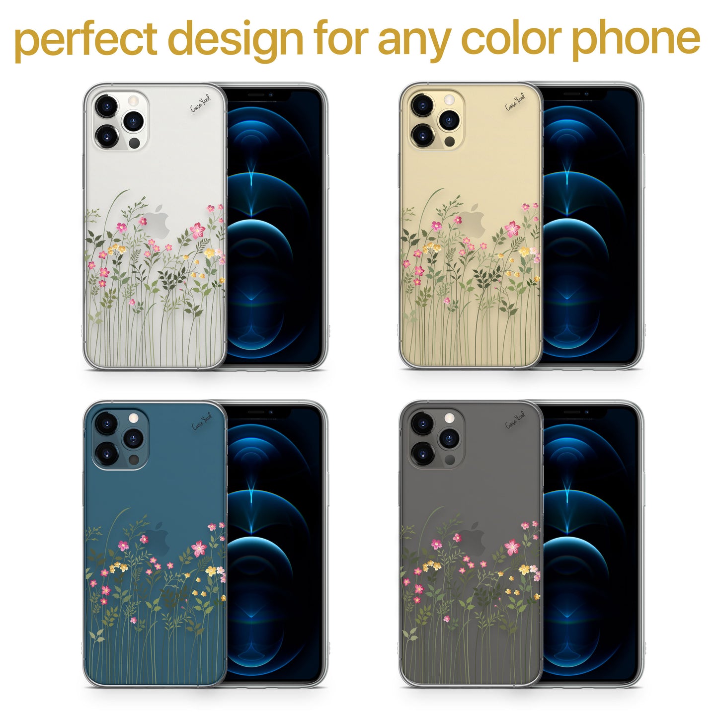 Floral Flowers TPU Clear Phone Case for iPhone & Samsung Phones