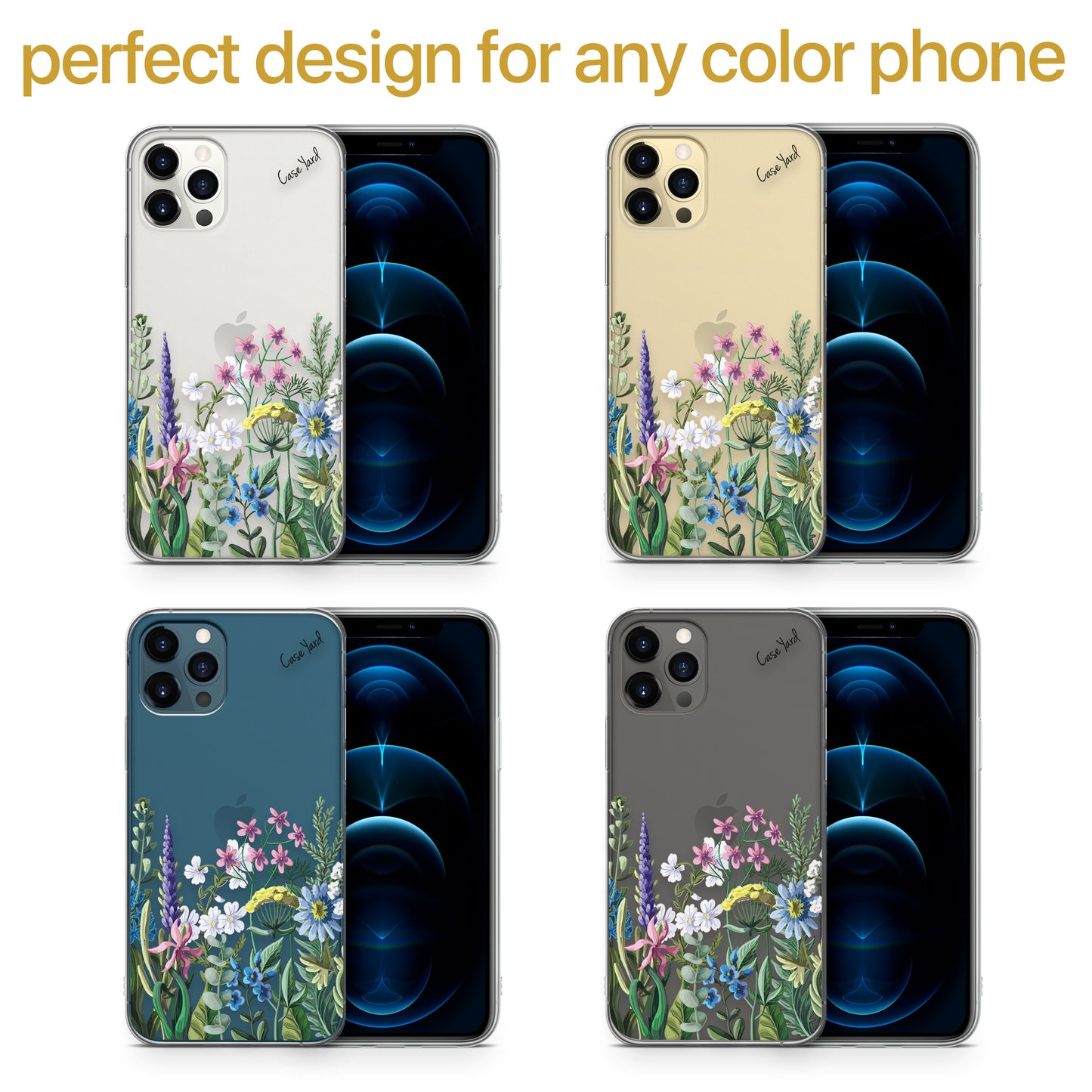 Flower Bouquet TPU Clear Phone Case for iPhone & Samsung Phones
