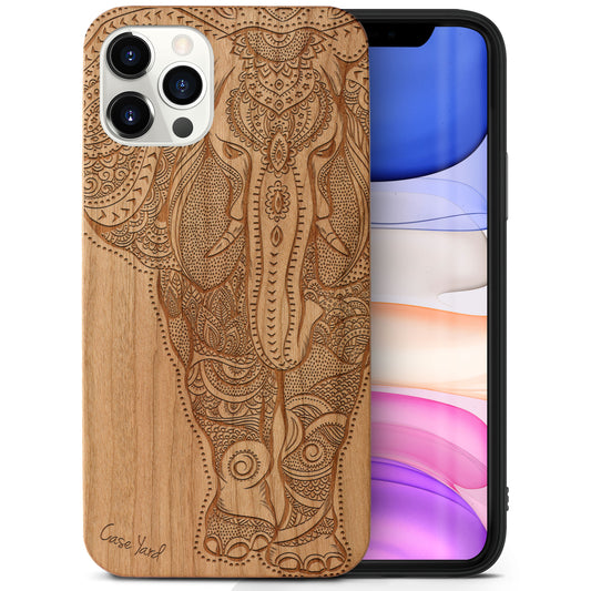 Indian Elephant Big Wooden Laser Engraved Phone Case for iPhone