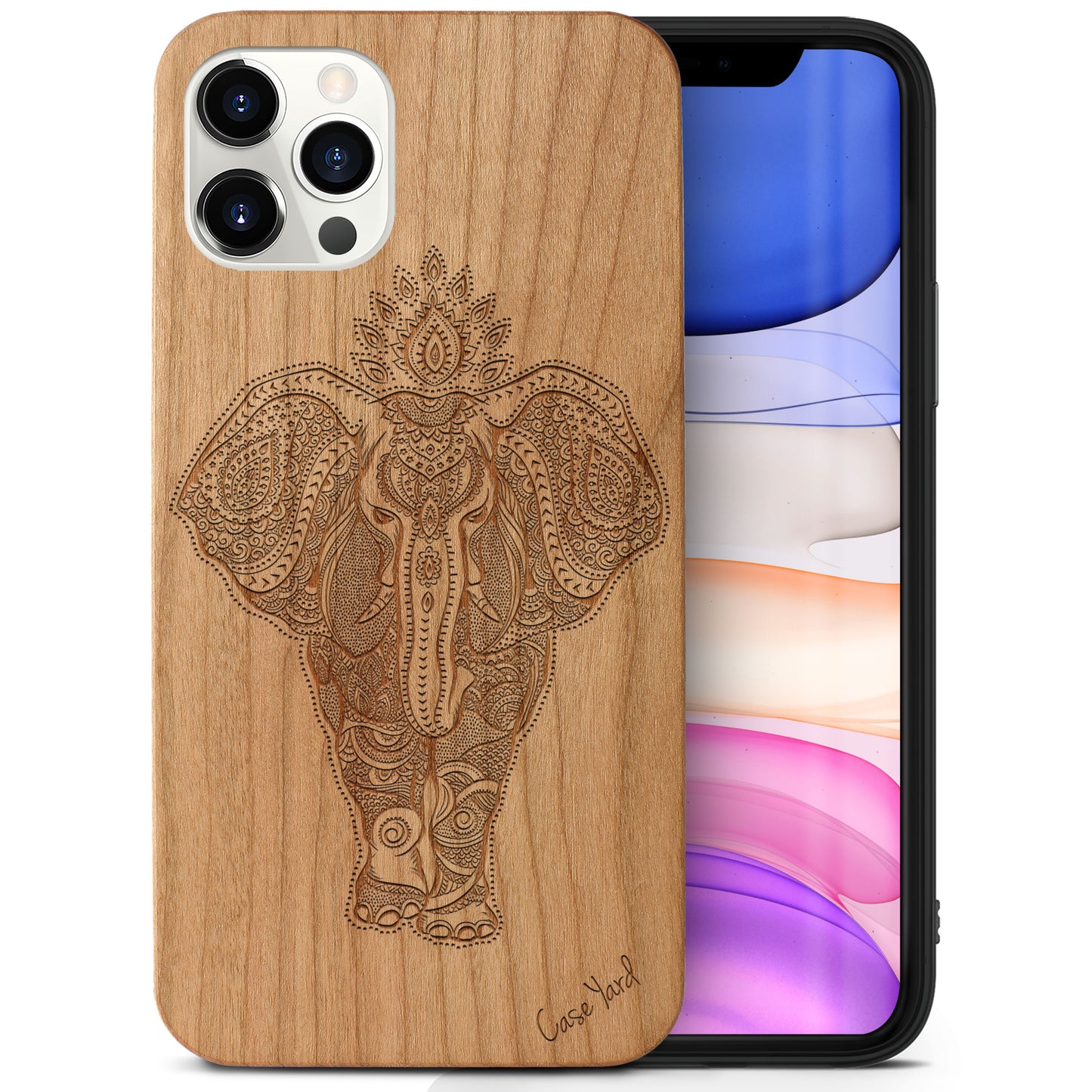 Indian Elephant Wooden Laser Engraved Phone Case for iPhone