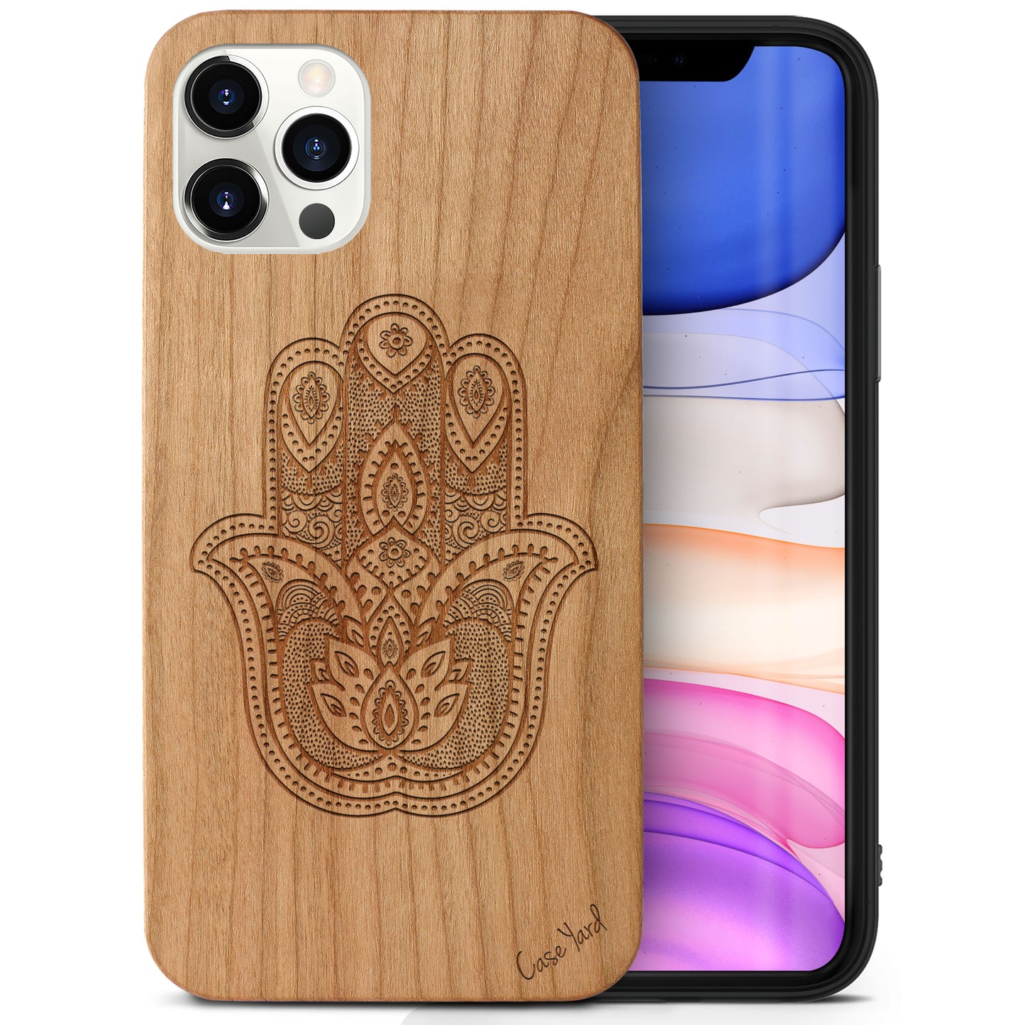 Hamsa Hand Wooden Laser Engraved Phone Case for iPhone