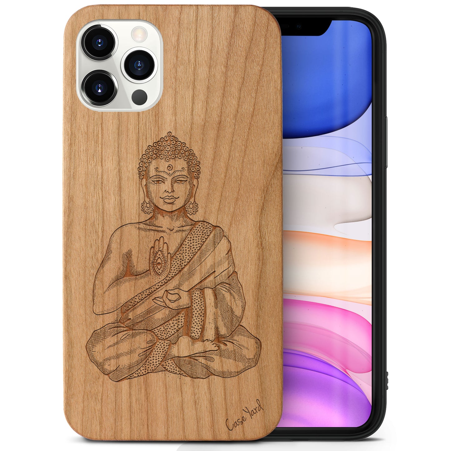 Buddha Wooden Laser Engraved Phone Case for iPhone & Samsung Phones