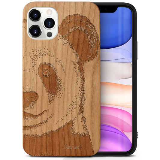 Panda Face Wood Wooden Laser Engraved Phone Case for iPhone