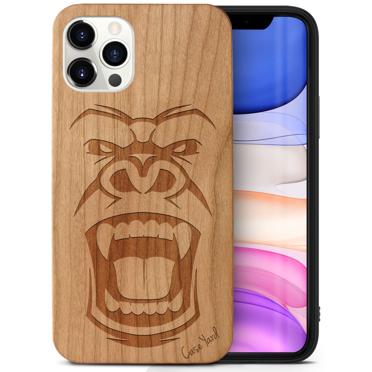 Gorilla Wooden Laser Engraved Phone Case for iPhone