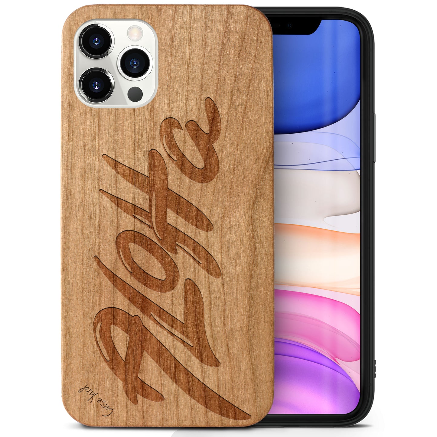 Wooden Cell Phone Case Cover, Laser Engraved case for iPhone & Samsung phone Aloha Design