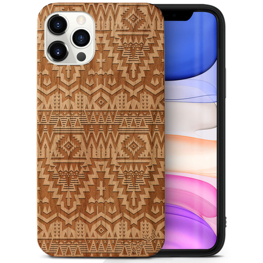 Carpet Pattern Wooden Laser Engraved Phone Case for iPhone & Samsung Phones