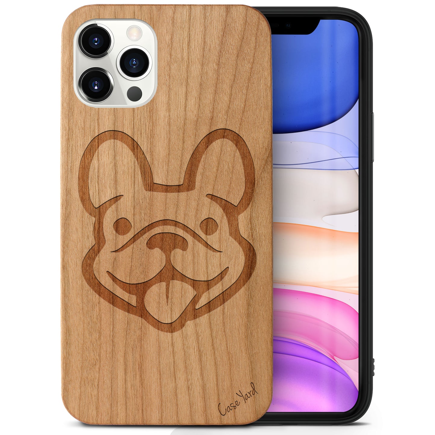 Wooden Cell Phone Case Cover, Laser Engraved case for iPhone & Samsung phone Dog Face Design
