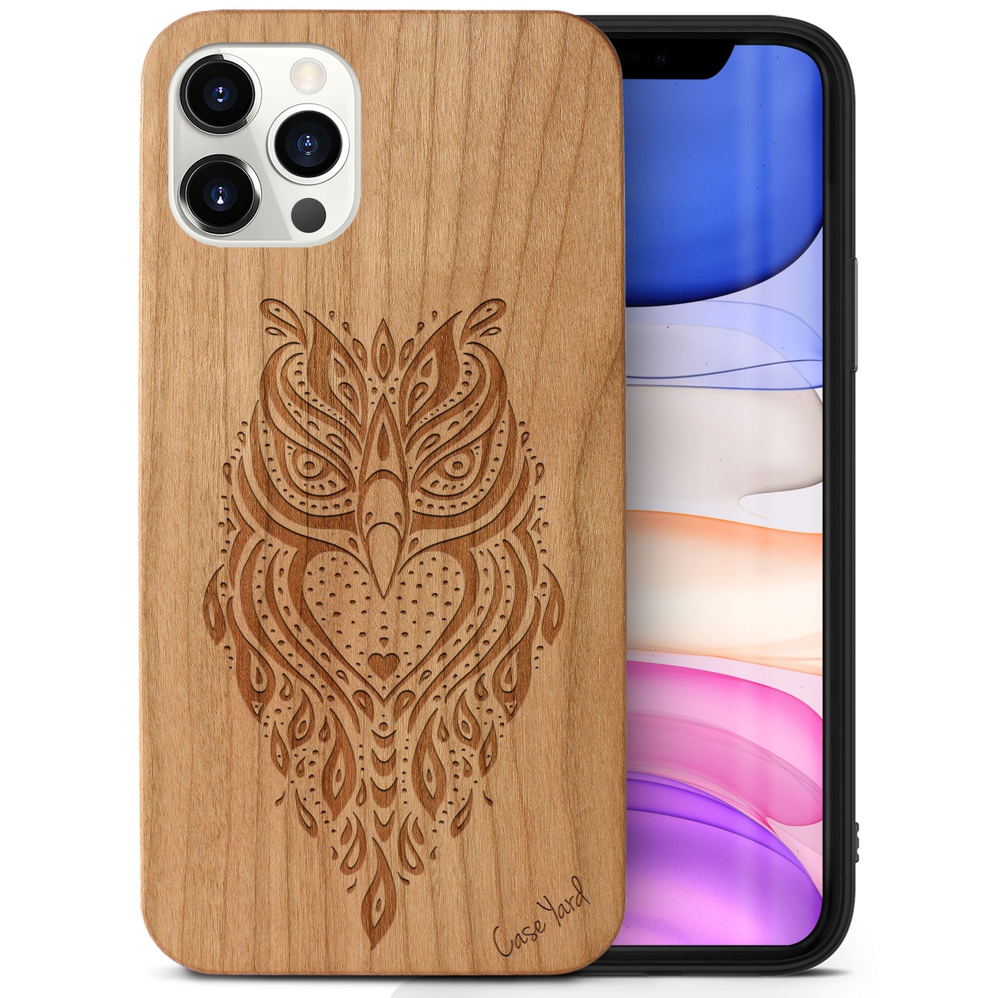 Wooden Cell Phone Case Cover, Laser Engraved case for iPhone & Samsung phone Owl 4 Design