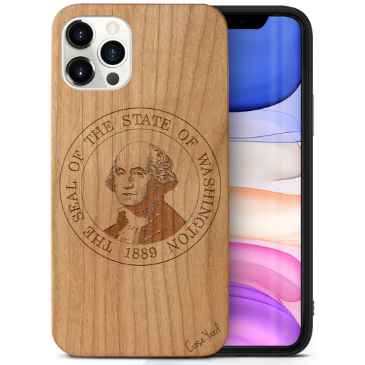 Wooden Cell Phone Case Cover, Laser Engraved case for iPhone & Samsung phone Washington Seal Design