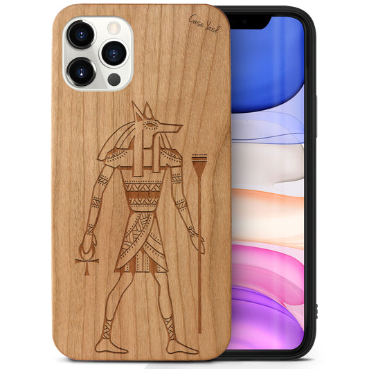 Wooden Cell Phone Case Cover, Laser Engraved case for iPhone & Samsung phone Anubis Design