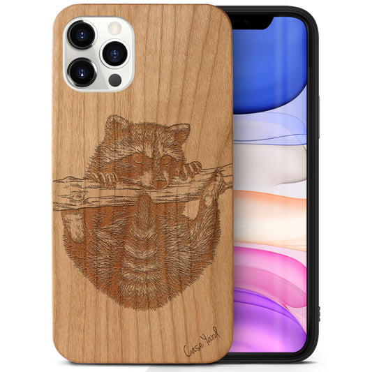 Raccoon Wooden Laser Engraved Phone Case for iPhone