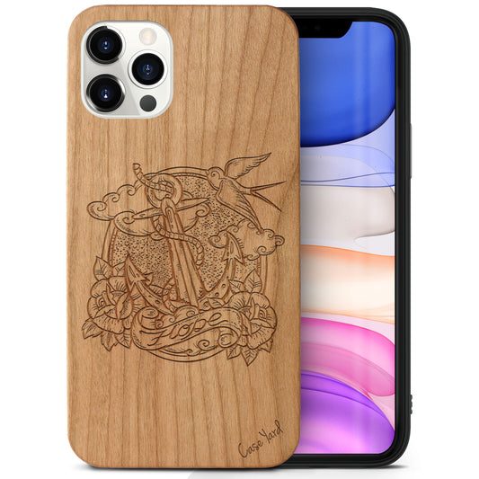 Wooden Cell Phone Case Cover, Laser Engraved case for iPhone & Samsung phone Anchor & Hope Design