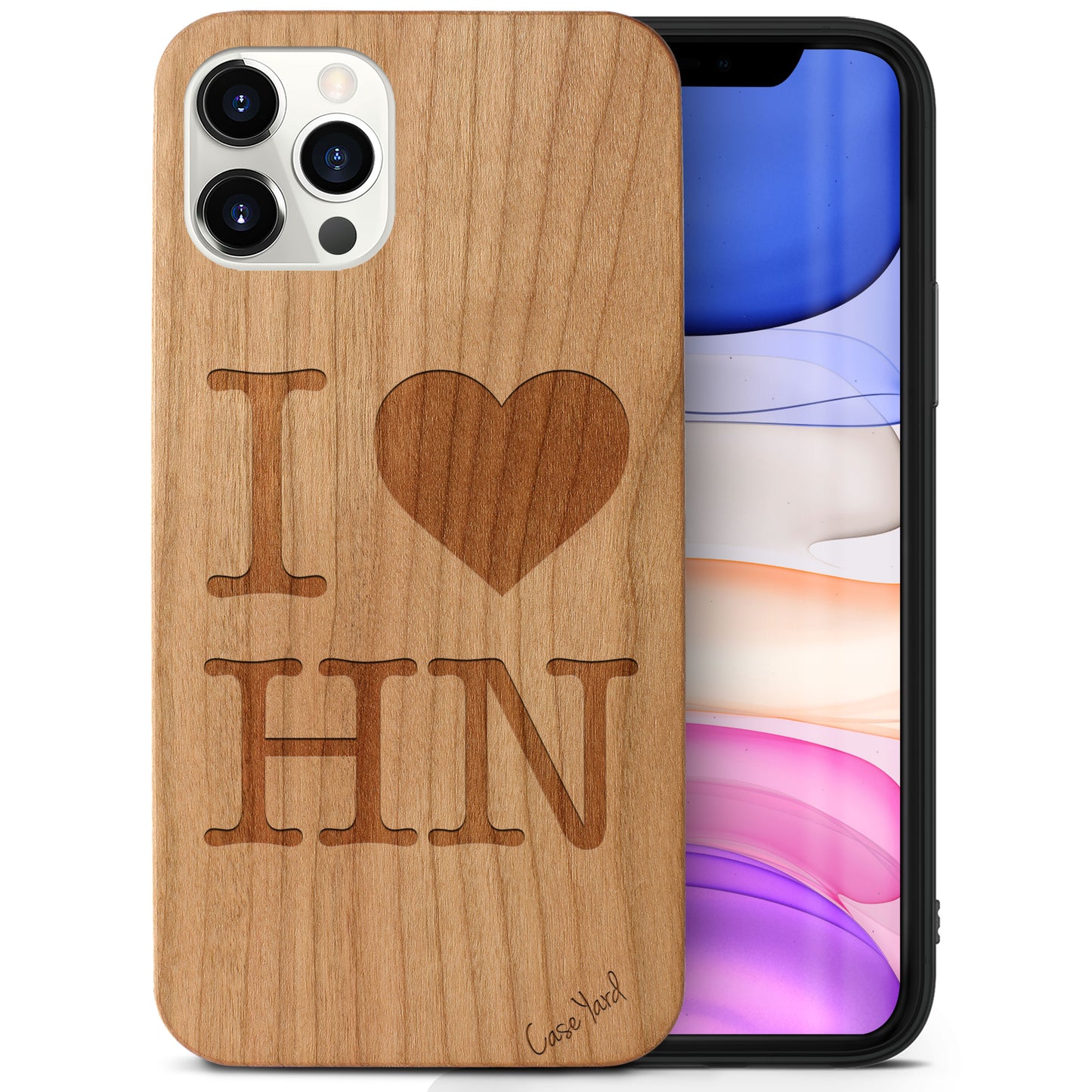 Wooden Cell Phone Case Cover, Laser Engraved case for iPhone & Samsung phone I Love Honolulu Design