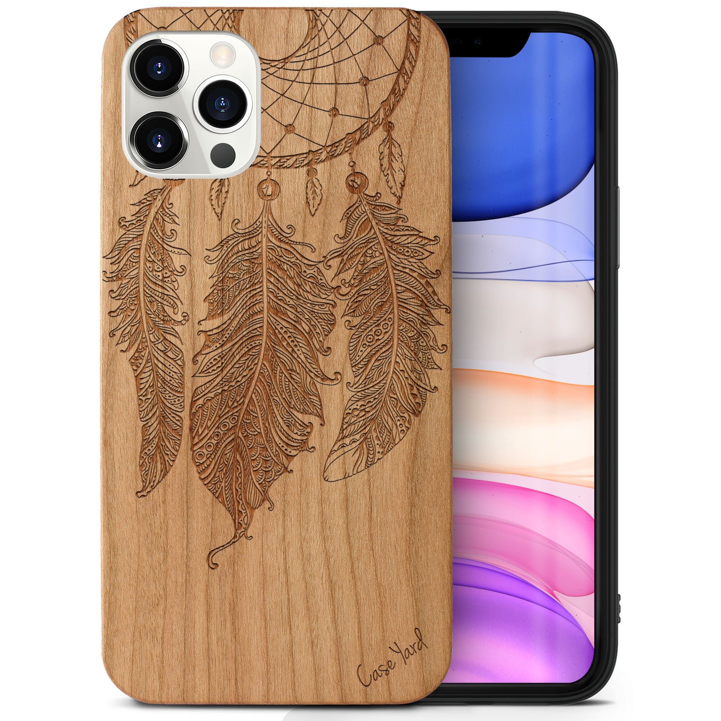 Wooden Cell Phone Case Cover, Laser Engraved case for iPhone & Samsung phone Dream Catcher Design