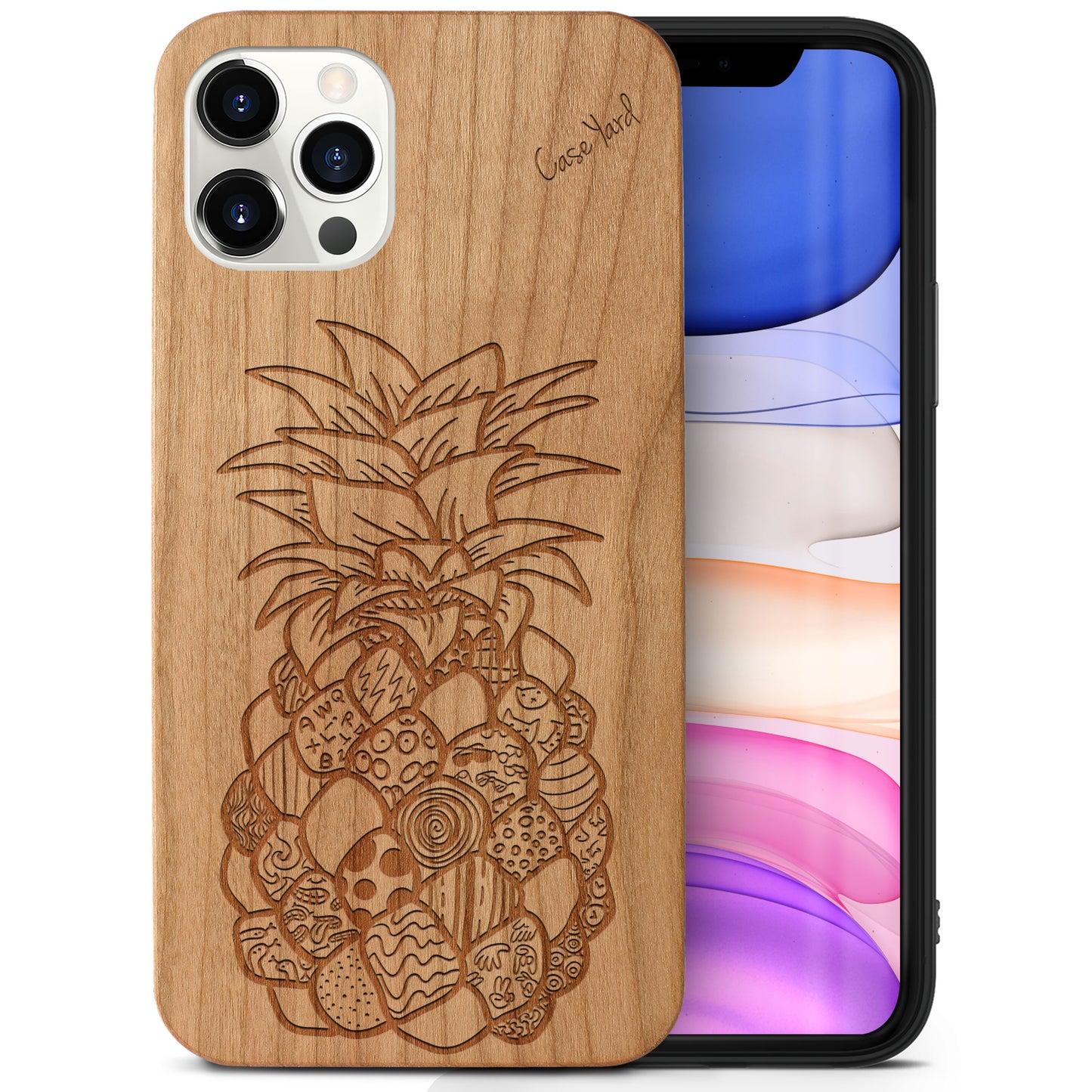 Wooden Cell Phone Case Cover, Laser Engraved case for iPhone & Samsung phone Pineapple Express Design