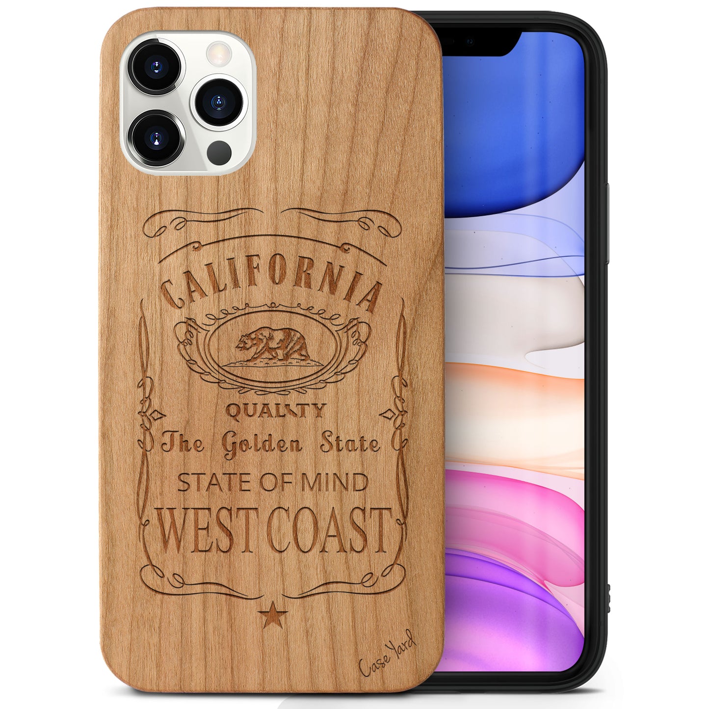 West Coast Wooden Laser Engraved Phone Case for iPhone