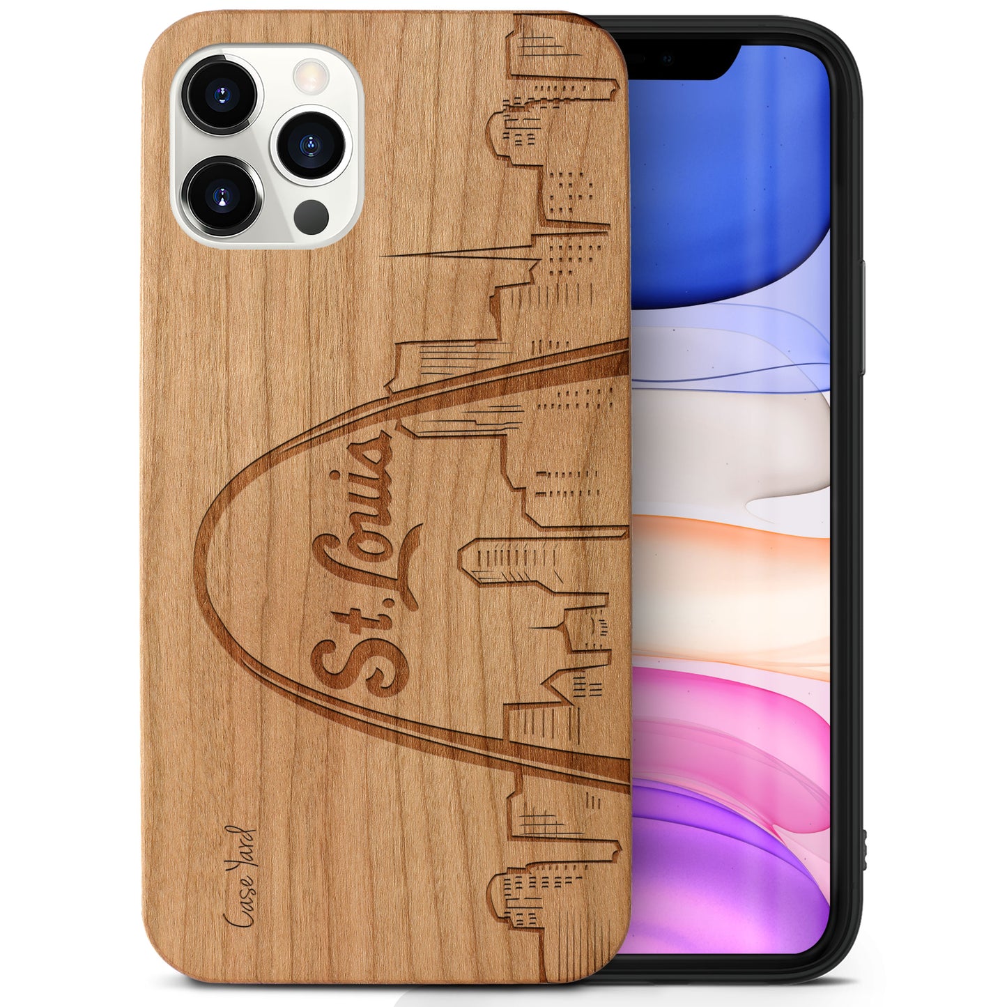 Wooden Cell Phone Case Cover, Laser Engraved case for iPhone & Samsung phone St. Louis Skyline Design