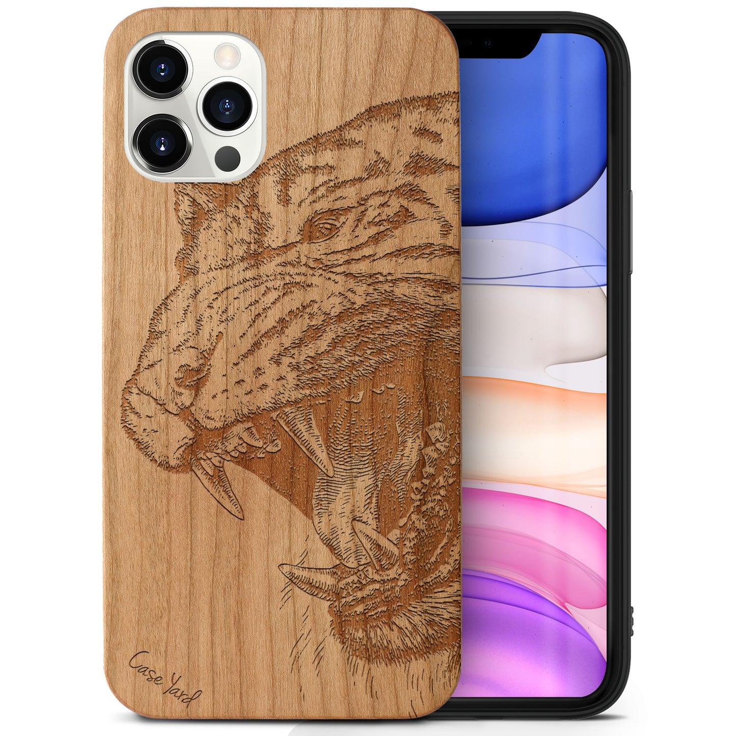 Roaring Tiger Wooden Laser Engraved Phone Case