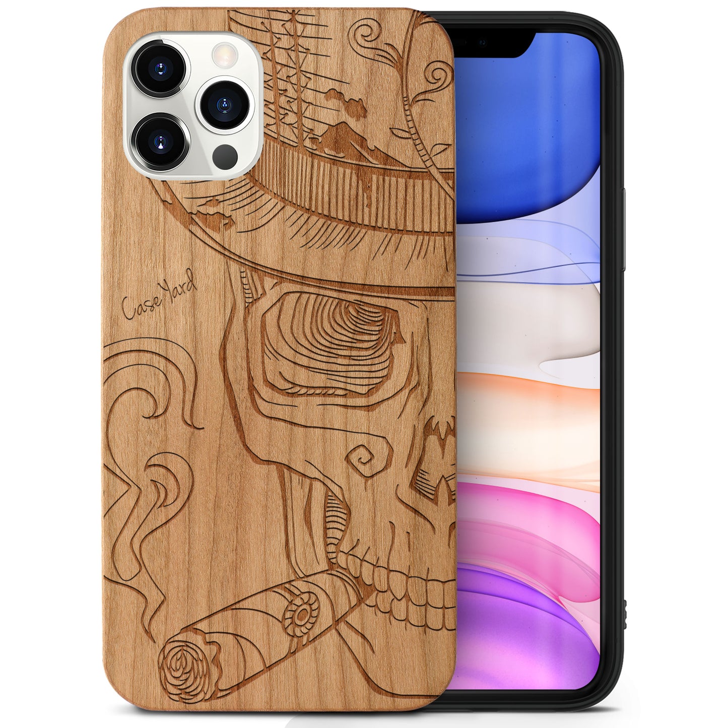 Wooden Cell Phone Case Cover, Laser Engraved case for iPhone & Samsung phone New Orleans Sugar Skull Design