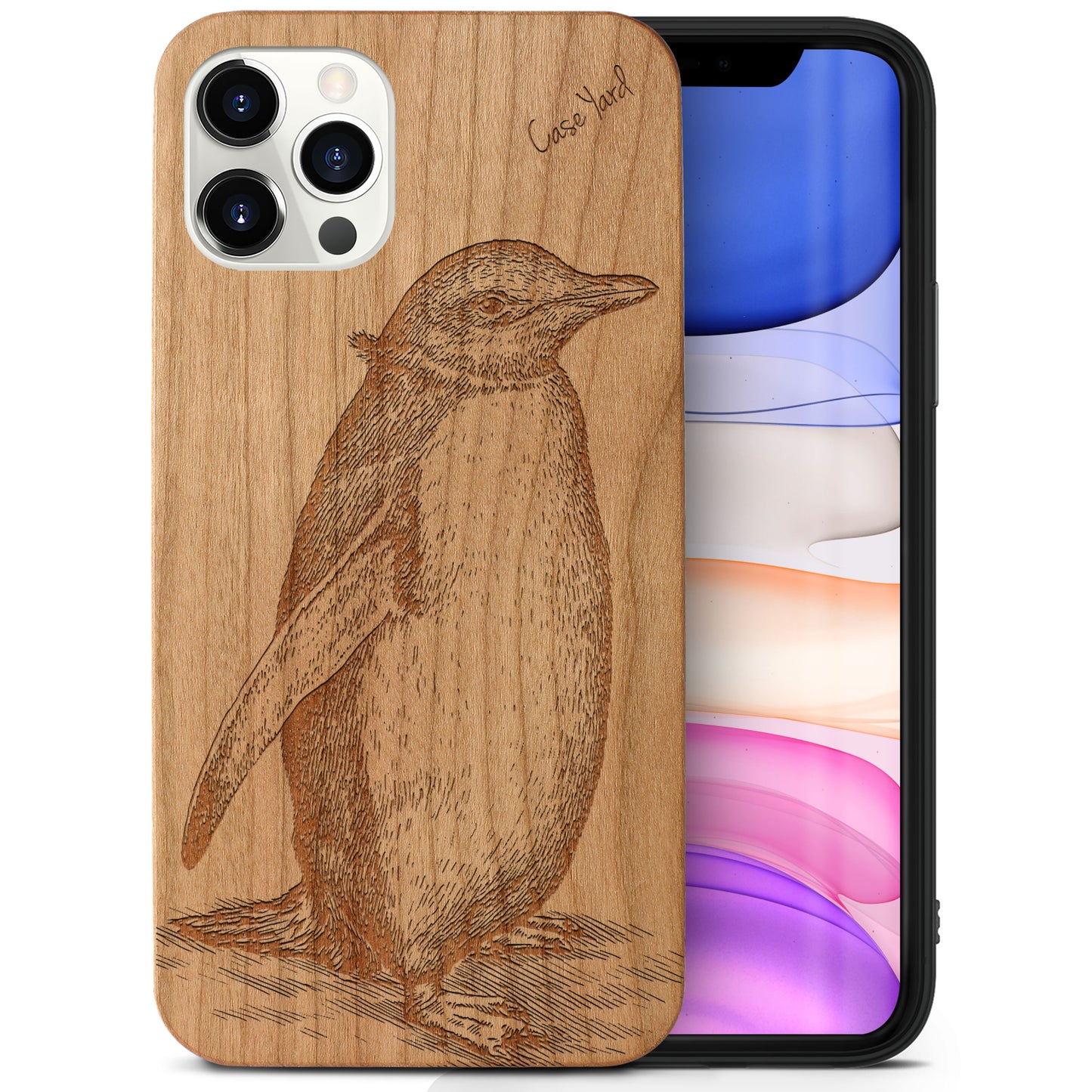 Antarctic Penguin Wooden Laser Engraved Phone Case for iPhone & Samsung Phones