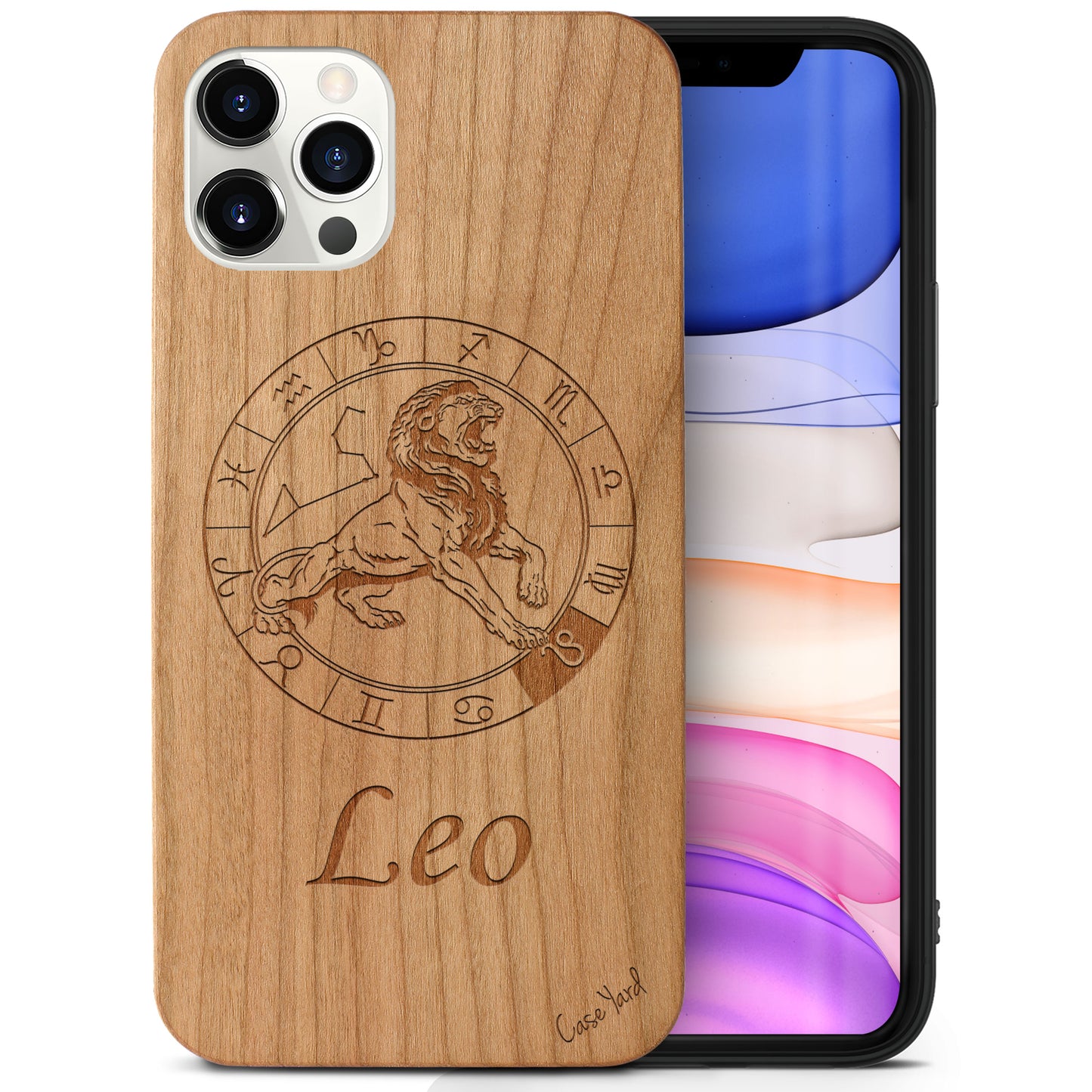 Wooden Cell Phone Case Cover, Laser Engraved case for iPhone & Samsung phone Leo Sign Design