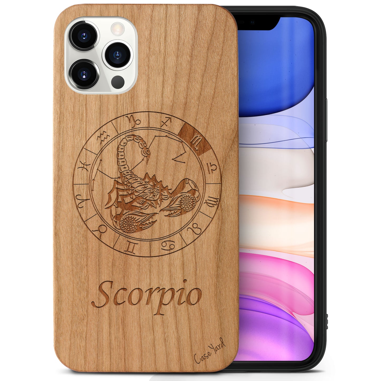 Wooden Cell Phone Case Cover, Laser Engraved case for iPhone & Samsung phone Scorpio Sign Design