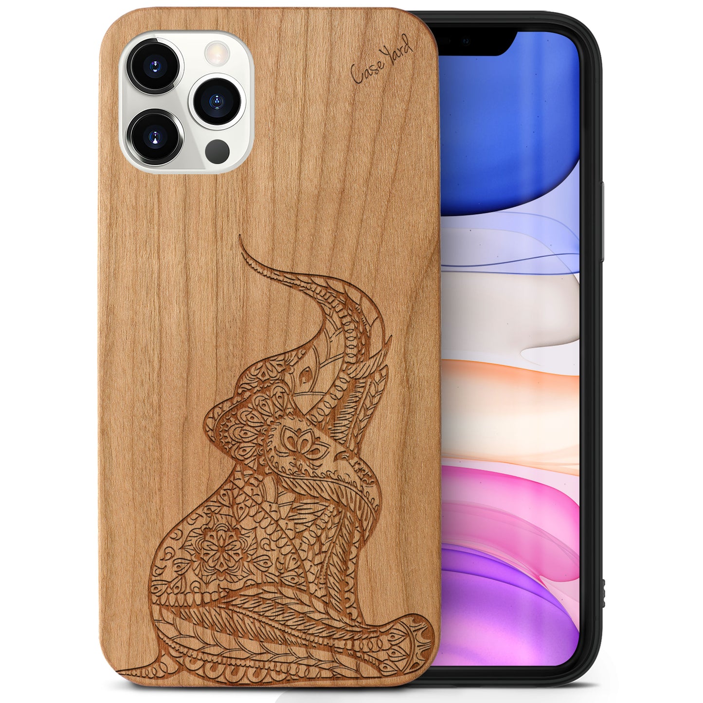 Indian Baby Elephant Wooden Laser Engraved Phone Case