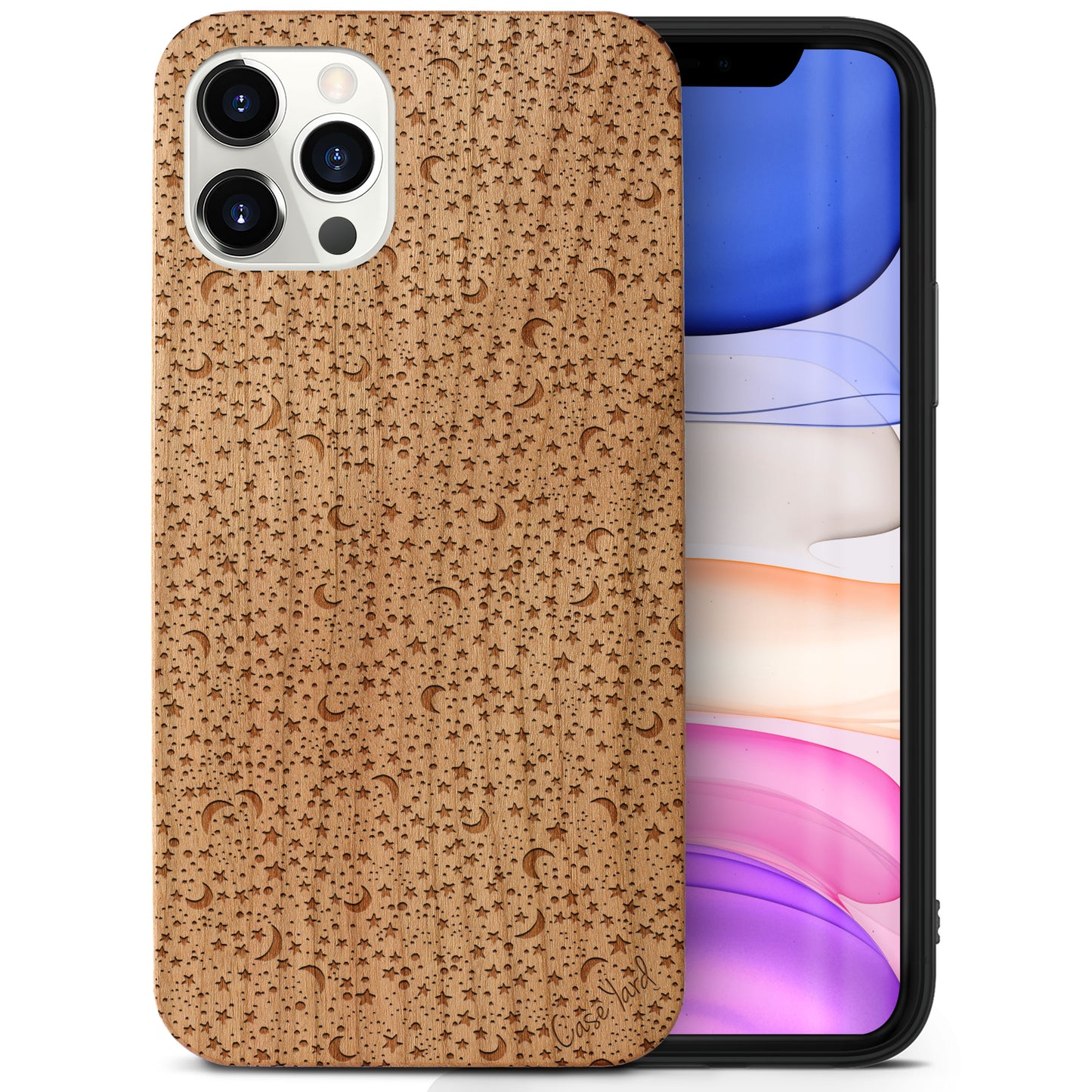 Night Sky Wooden Laser Engraved Phone Case for iPhone