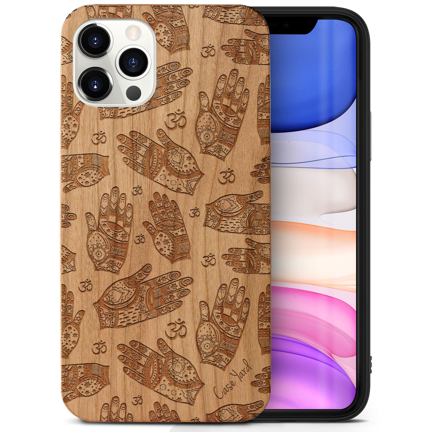 Hands and Ohm Wooden Laser Engraved Phone Case for iPhone
