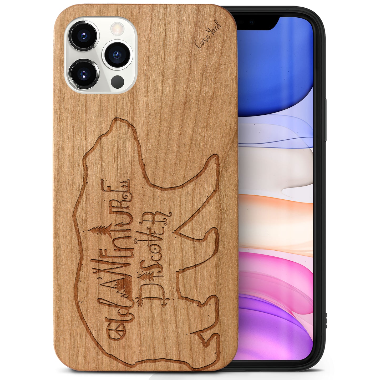 Wooden Cell Phone Case Cover, Laser Engraved case for iPhone & Samsung phone Discovery and Adventure Design