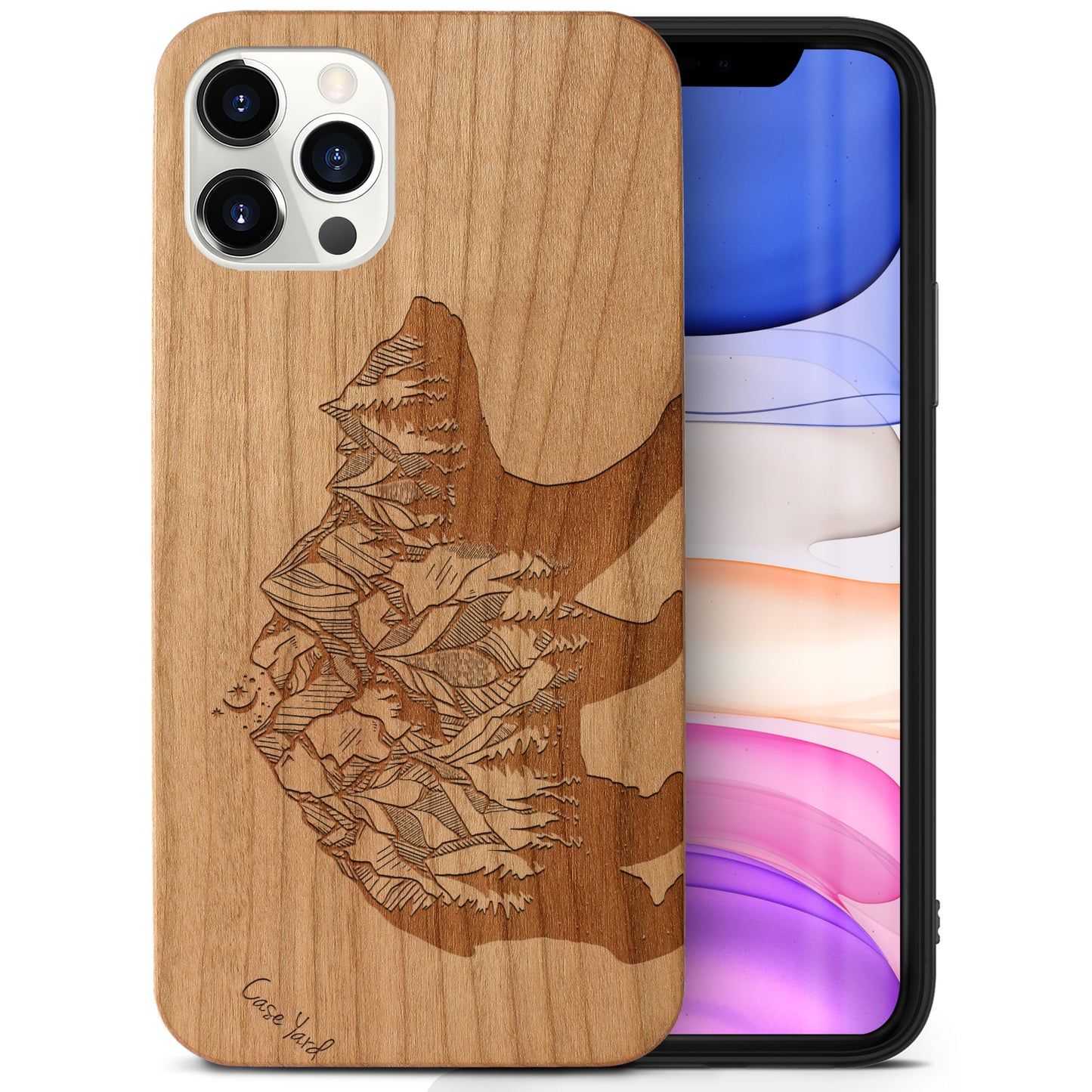 Forest Bear Wooden Laser Engraved Phone Case