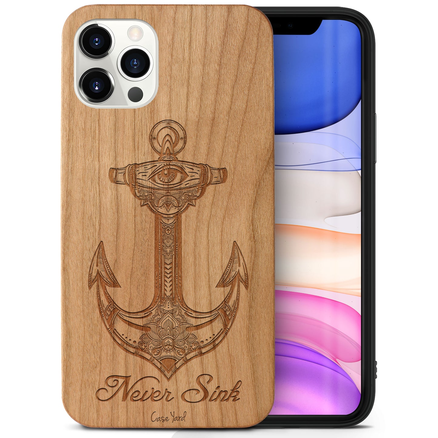 Wooden Cell Phone Case Cover, Laser Engraved case for iPhone & Samsung phone Never Sink Design
