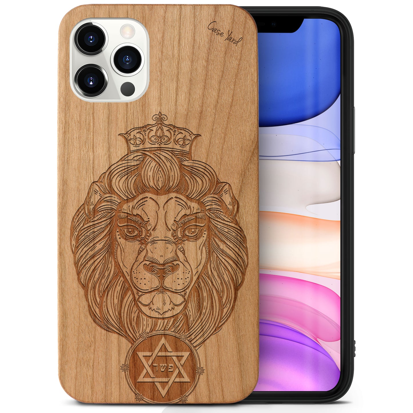 Wooden Cell Phone Case Cover, Laser Engraved case for iPhone & Samsung phone Lion of Judah Design