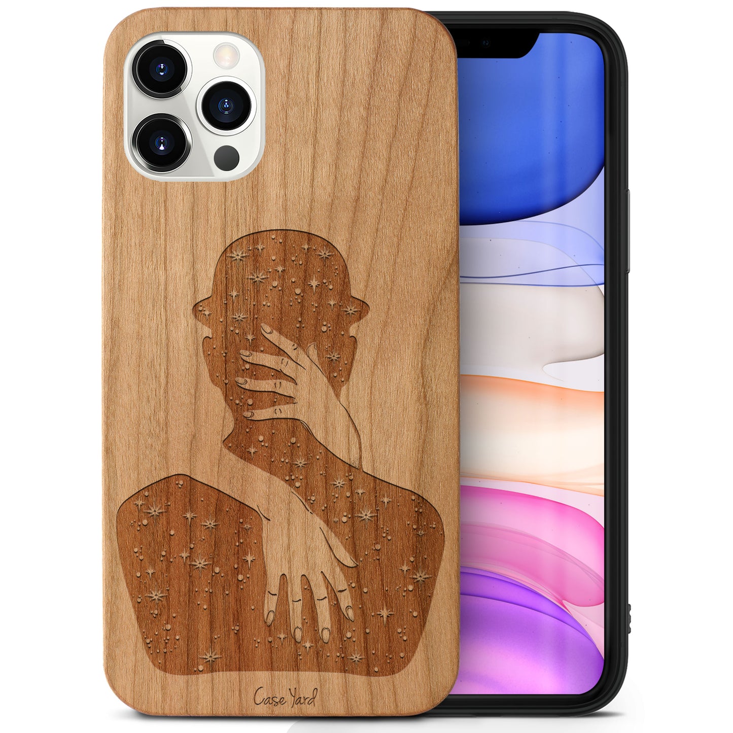 Wooden Cell Phone Case Cover, Laser Engraved case for iPhone & Samsung phone Mystic Lady Design