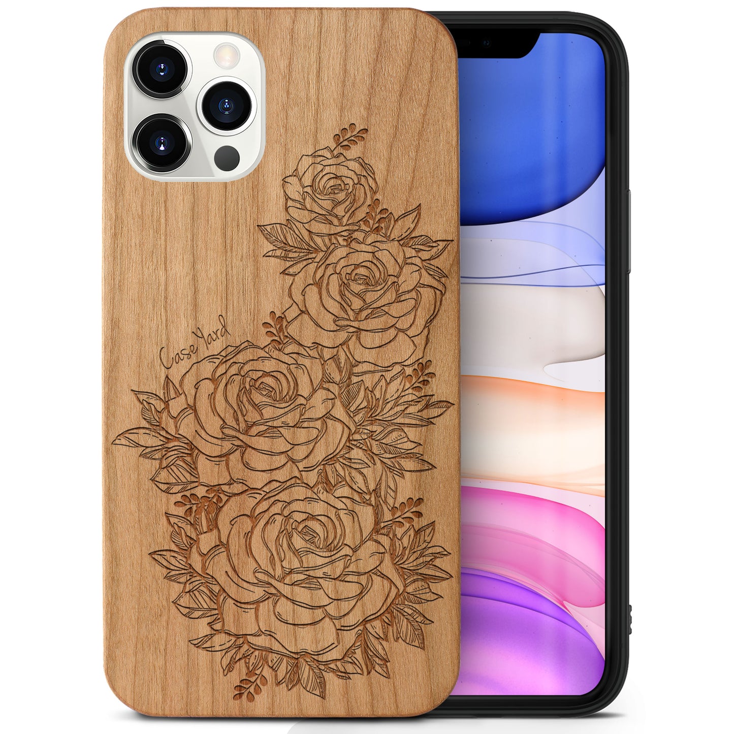 Victorian Roses Wooden Laser Engraved Phone Case for iPhone