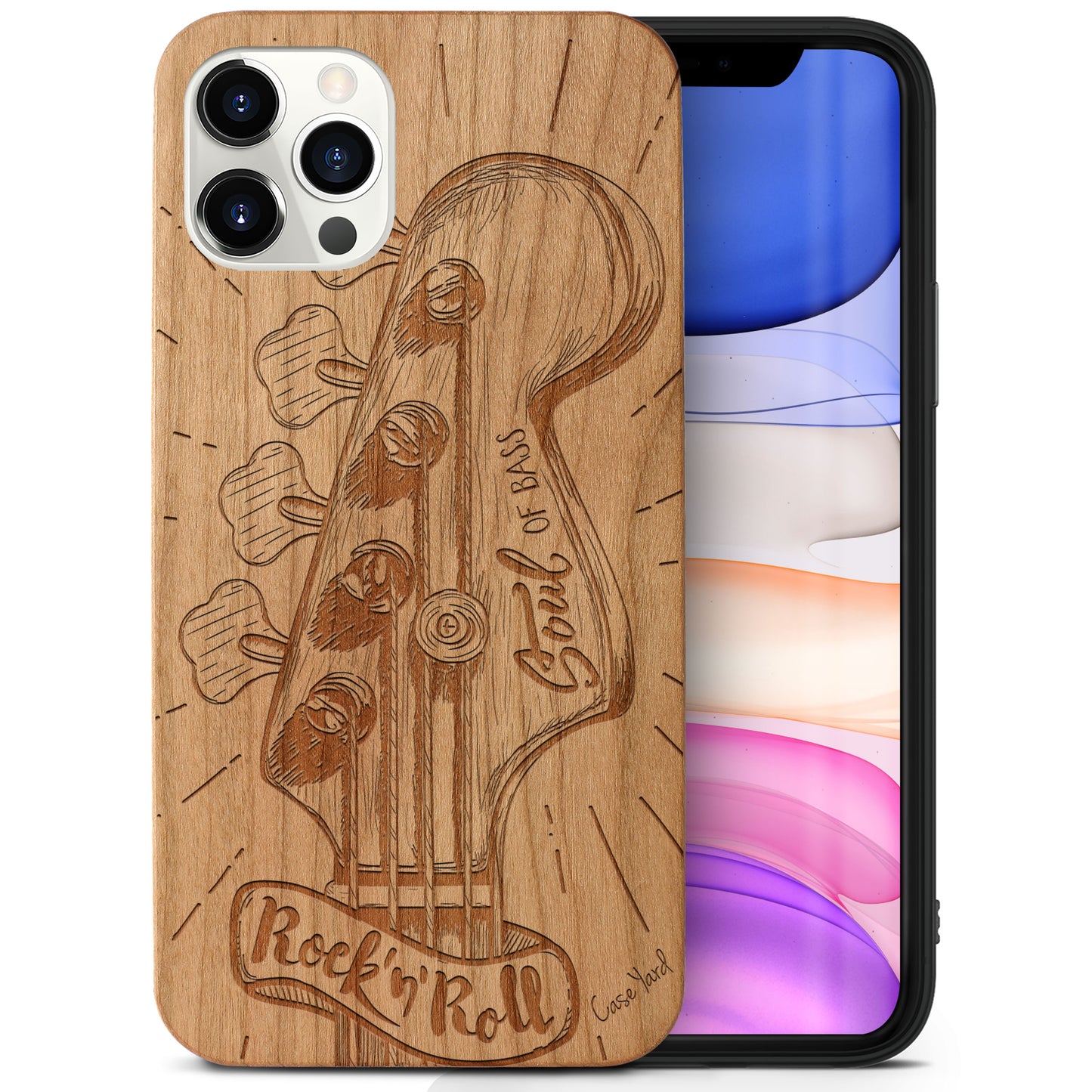 Wooden Cell Phone Case Cover, Laser Engraved case for iPhone & Samsung phone Guitar Hero Design